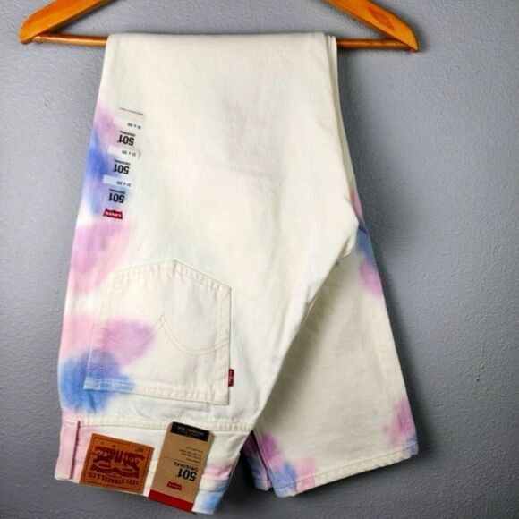 Levi's Denim - NEW Levi’s 501 Jeans High Rise Straight Leg White Tie-Dye Button Fly Womens